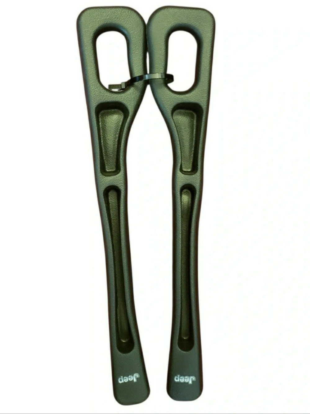 Jeep branded black plastic inserts are designed as car seat gap fillers.